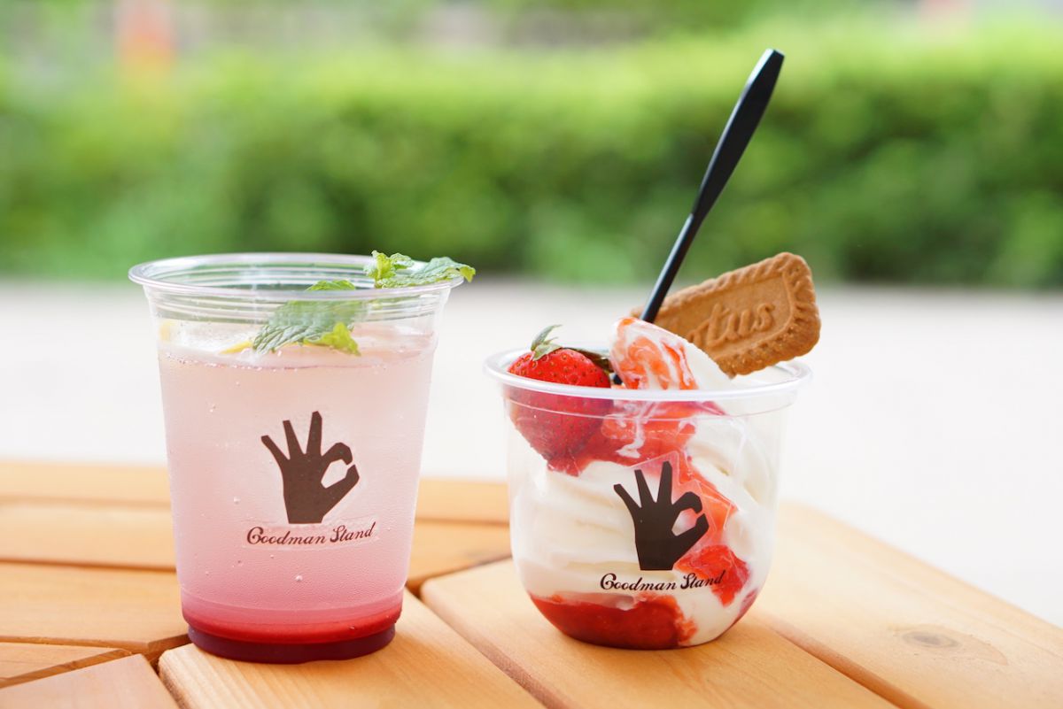 左から「クラフトノンアルコール ユズベリー」600円、「ソフトパフェストロベリー」650円