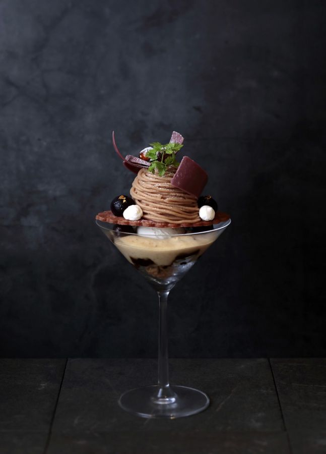 モンブランパフェ～équilibre(エキリブル)～ 1500円、ドリンク付1700円（コーヒーor紅茶orカモミールティー）