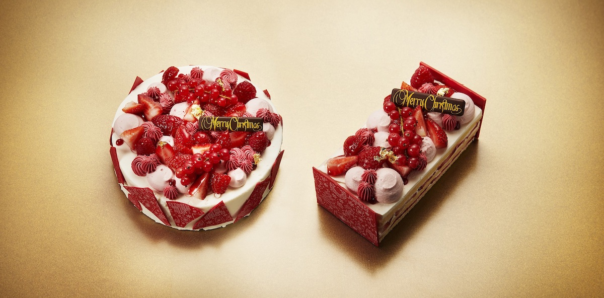 「ストロベリーショートケーキ」左　Sサイズ(15x7.5cm)5,500円　税込、  　　　右　Lサイズ(21cm)7,700円　税込