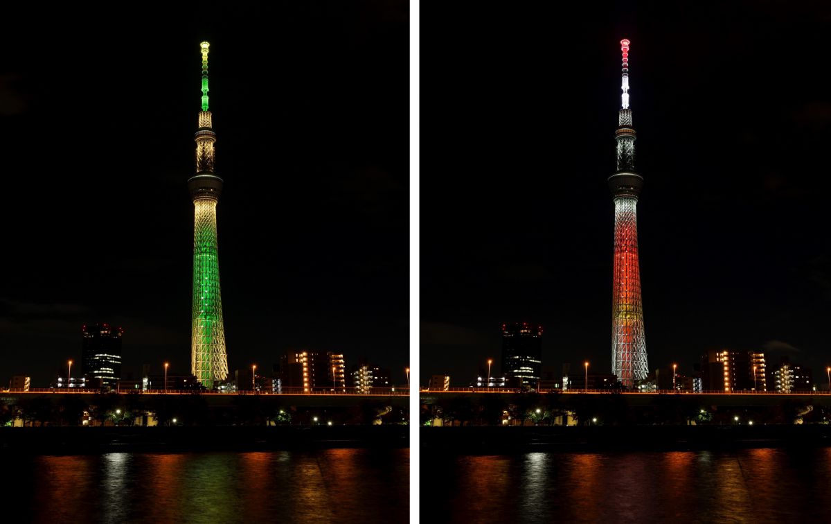 シャンパンツリー（左）とキャンドルツリー（右）