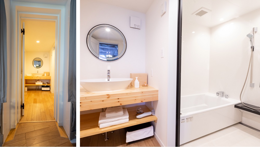 テント直結のバスルーム