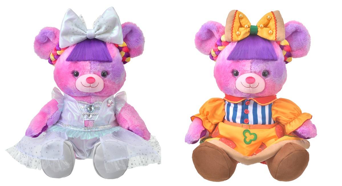 ユニベアシティ ぬいぐるみ 専用コスチューム　ドレス9900円（左）、ピザモチーフ6500円（右）