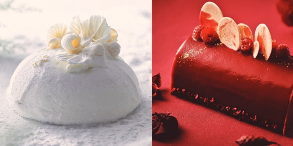 （左）ストリングスホテル東京インターコンチネンタル「ノエル・ブラン」4号（直径12cm） 5940円、5号（直径15cm） 7344円、（右）「ノエル・ルージュ」12cm 5400円、15cm 6696円