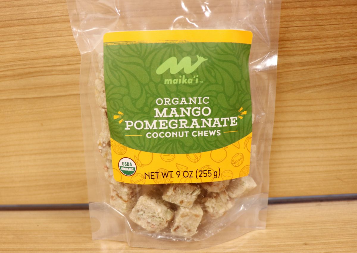 マイカイ・オーガニック・マンゴ・ポメグラネイト・ココナッツ・チュウズ」マイカイ価格$8.99