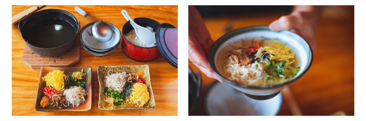 看板メニューの鶏飯1100円