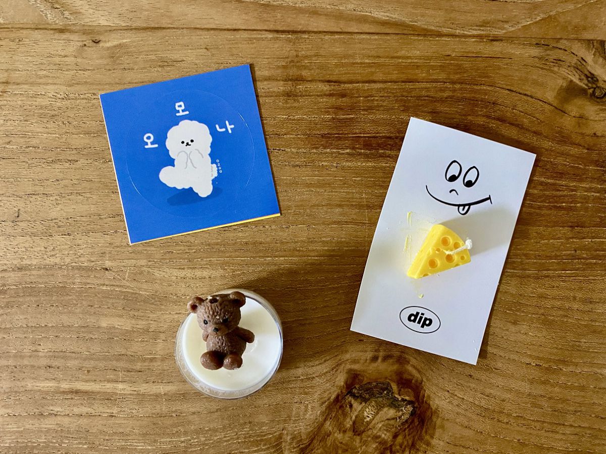 飾っておきたくなるほどかわいいキャンドル。１つ5000ウォン～