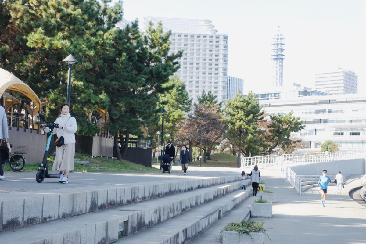 ※臨港パークでは走行は禁止です。押し歩きをしましょう