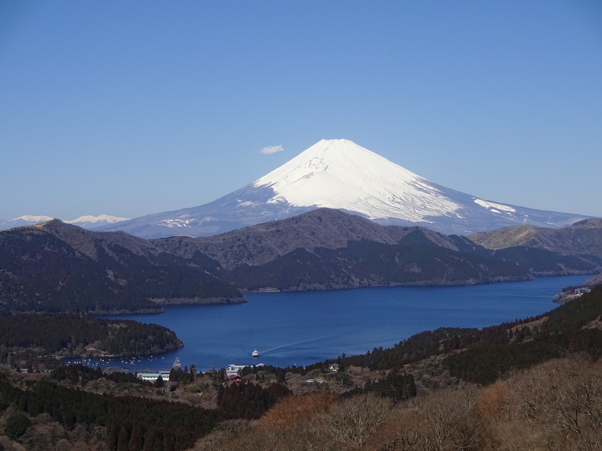 大観山から富士山、芦ノ湖を望む
