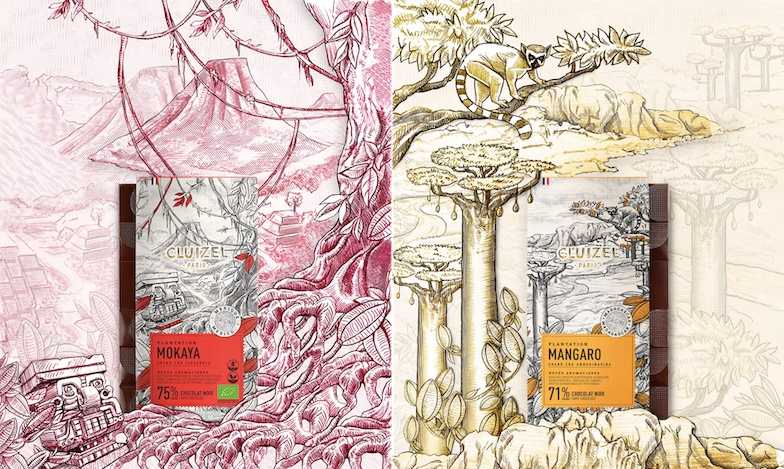 シングルプランテーションタブレット 左から➀メキシコ モカヤ農園75%　②マダガスカル マンガロ農園71%