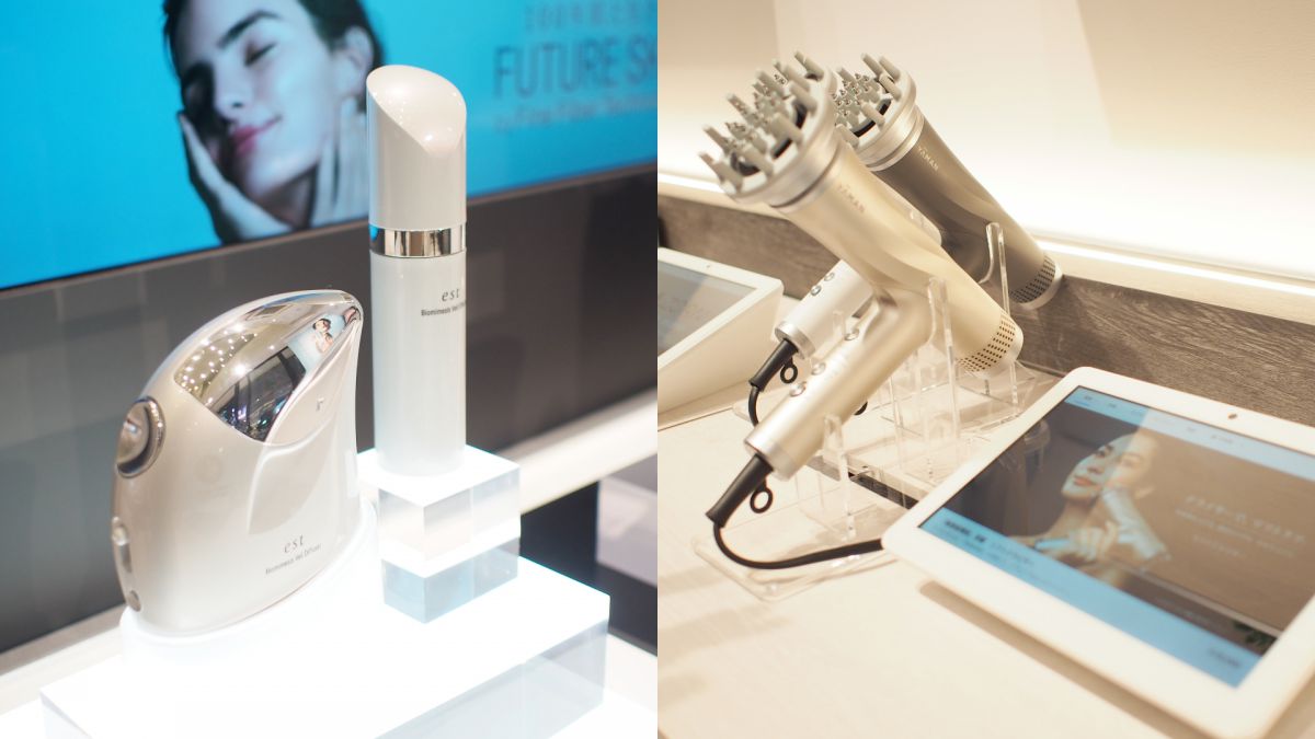 （写真左）「エスト バイオミメシス ヴェール」（写真右）「YA-MAN TOKYO JAPAN リフトドライヤー」