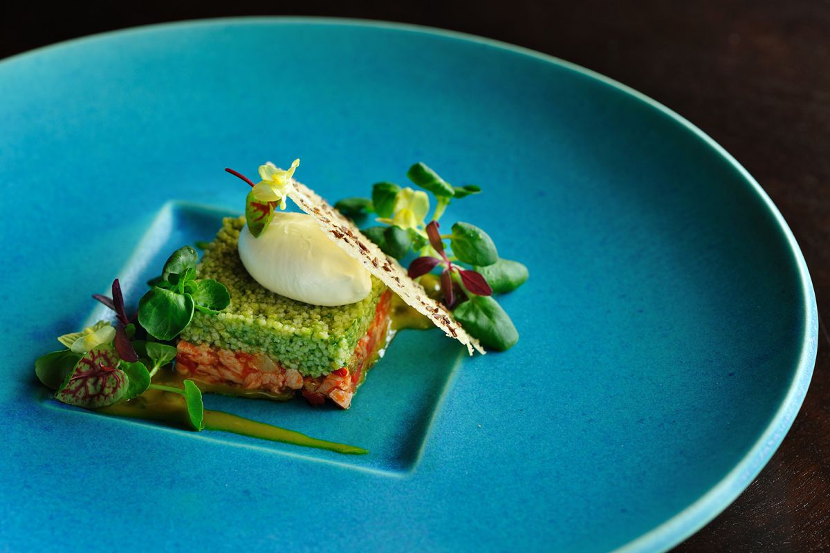 ディナーの一例/シェーブルのクスクスサラダ仕立て パッションの香り