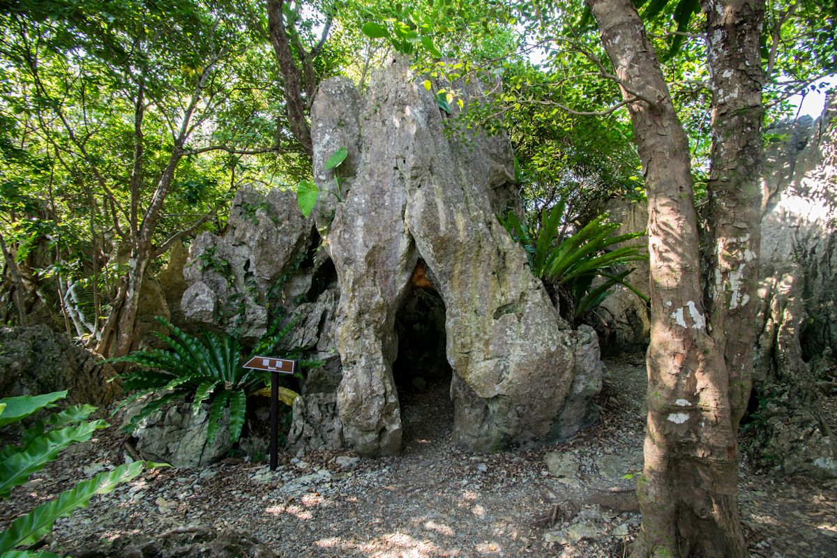 岩穴を3回くぐると新しく生まれかわると伝わる「生まれ変わりの石」