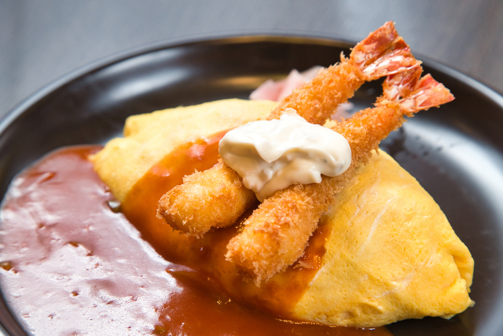 「オムライスセット（エビフライ、味噌汁）」各オムライスにプラス600円