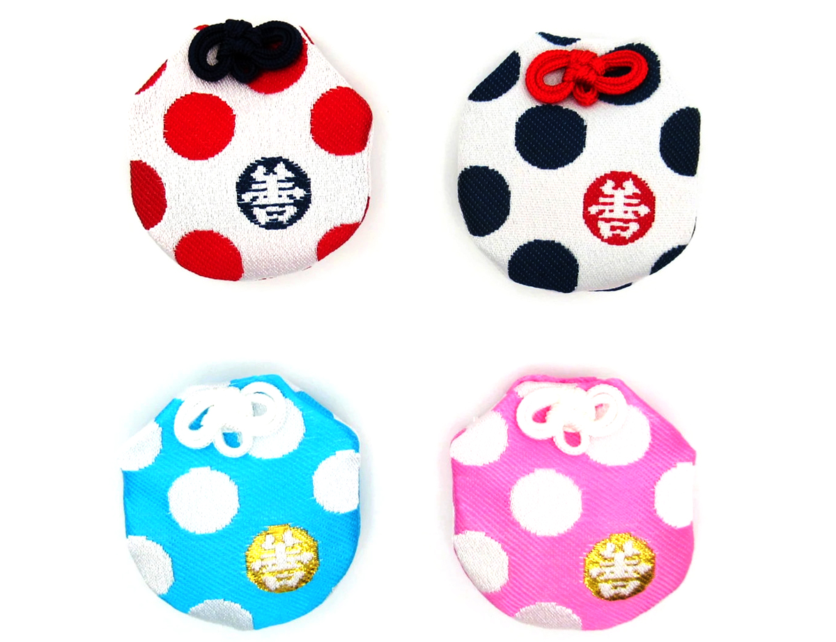 ぷくぷく守（福゜福゜守）赤／青／水色／ピンク　各700円 ©善光寺