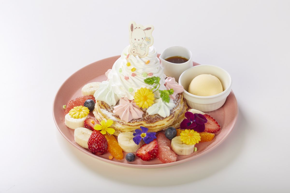 「おさんぽ途中のポチャッコ お花畑パンケーキ」1518円