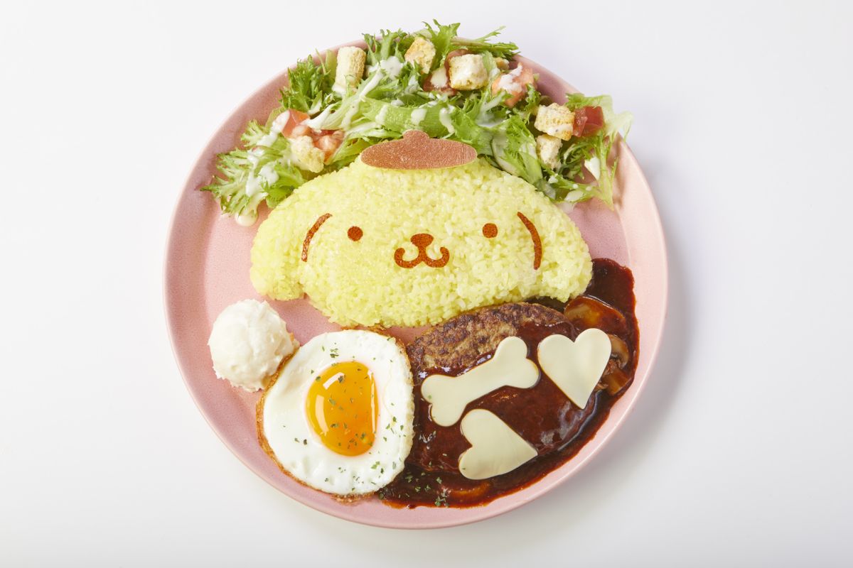 「ポムポムプリンの食いしん坊ハンバーグプレート」1628円