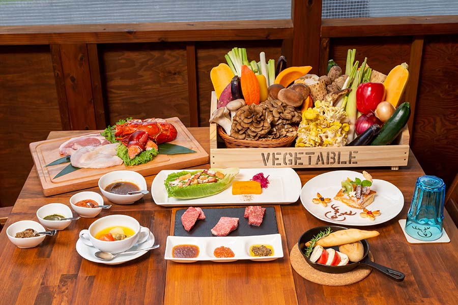 BBQコースの夕食（一例）