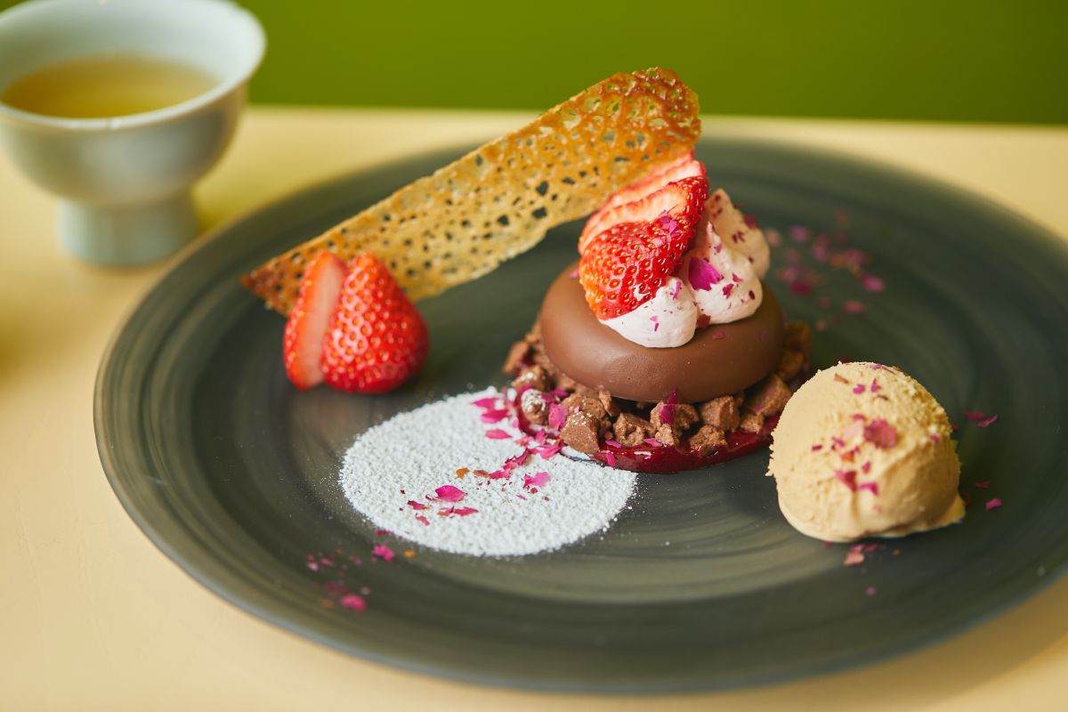 「覆盆子可可塔（ショコラとベリーのタルト仕立て）」1480円