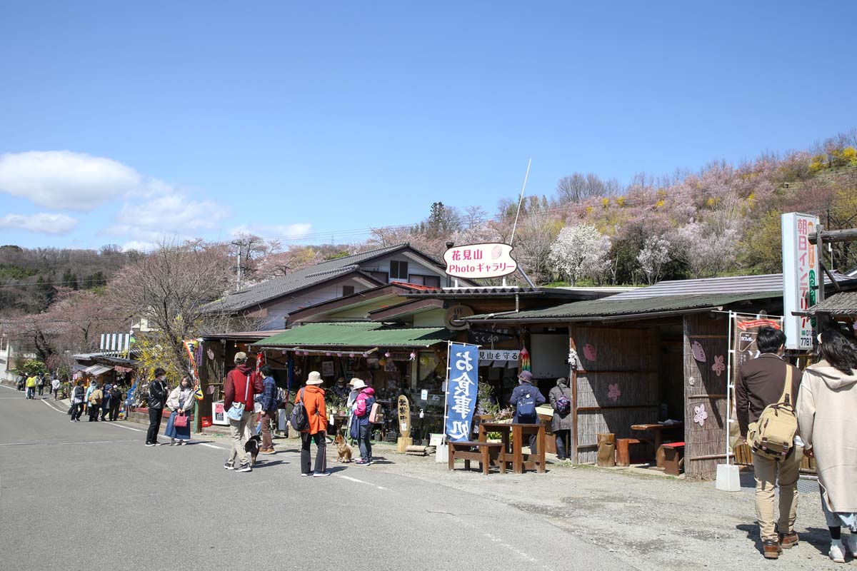 公園入口までの道なりにはお食事処や物産ひろばなどもある