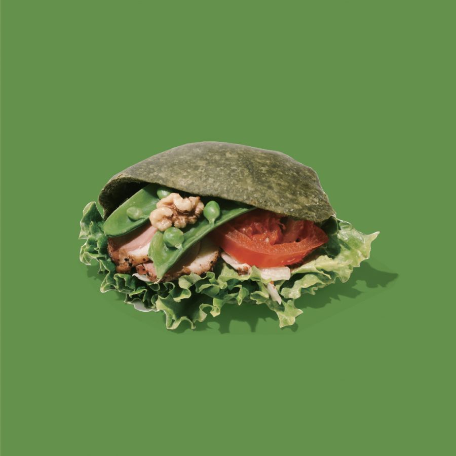 「抹茶のピタパン  合鴨とハニーマスタードソース」627円