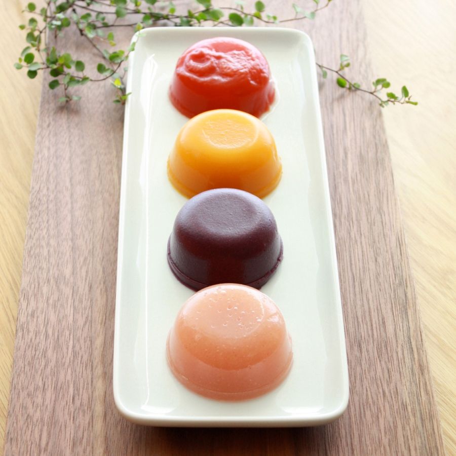 麻布野菜菓子の「野菜の水羊羹4個セット」1461円 ※～8月下旬まで限定（予定）、なくなり次第終了