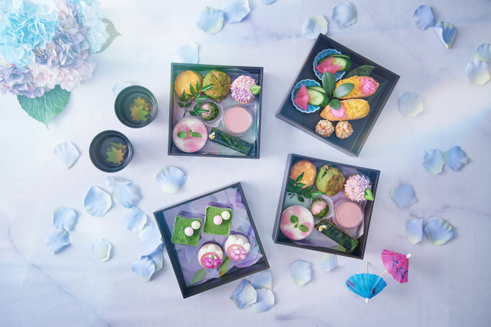 「紫陽花＆抹茶アフタヌーンティー」平日 3950円／土日祝 4100円  ※お重スタイル（2名分）