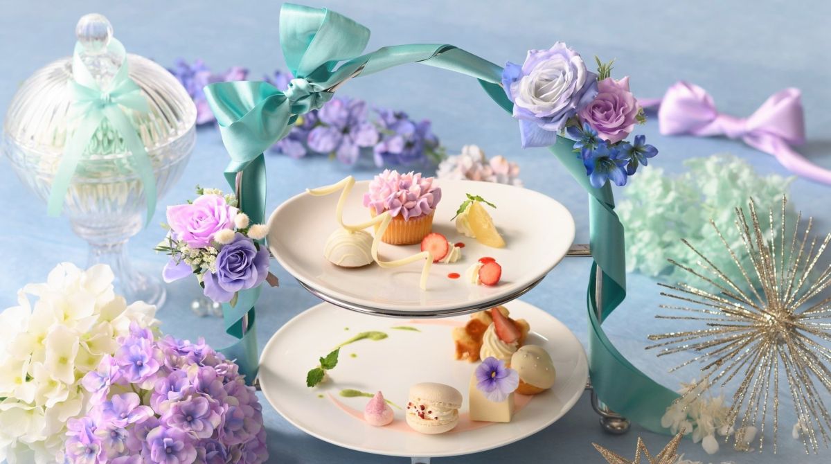 【アニヴェルセルカフェ みなとみらい横浜】数量限定のアフタヌーンティーも！アジサイをイメージした初夏限定フェア「Purplish Flower Garden」