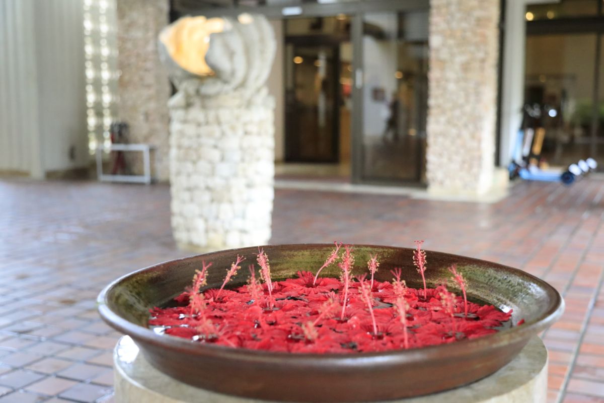 広大な庭や館内を南国の花木が彩ります