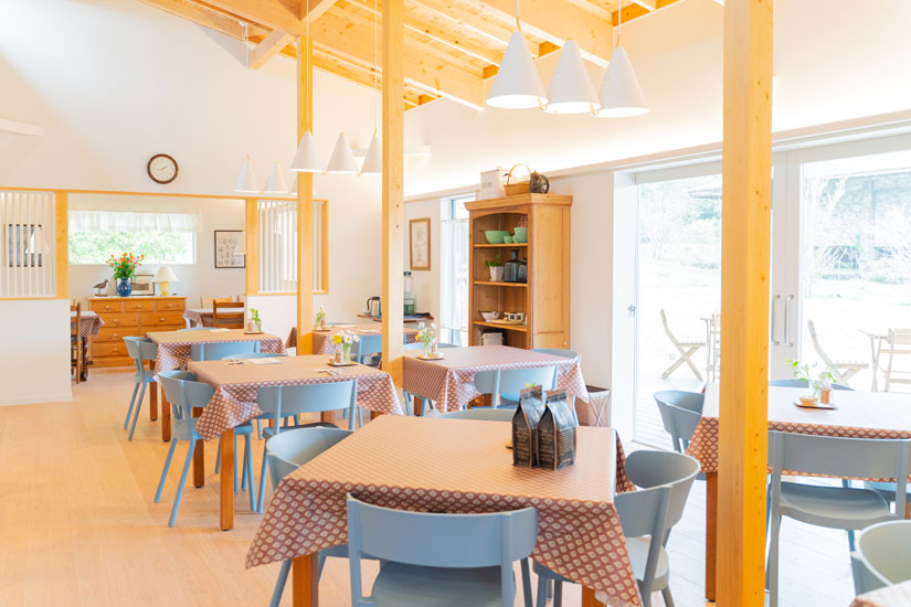 窓から注ぐ光が心地よい広々とした店内