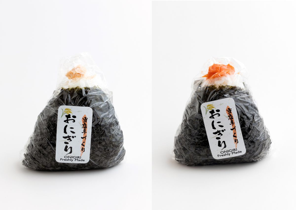 「サーモンおにぎり（$1.48）、明太子おにぎり（$1.58） 」