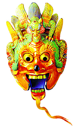 尾張藩主が奉納した舞楽神事に使われる華麗な面