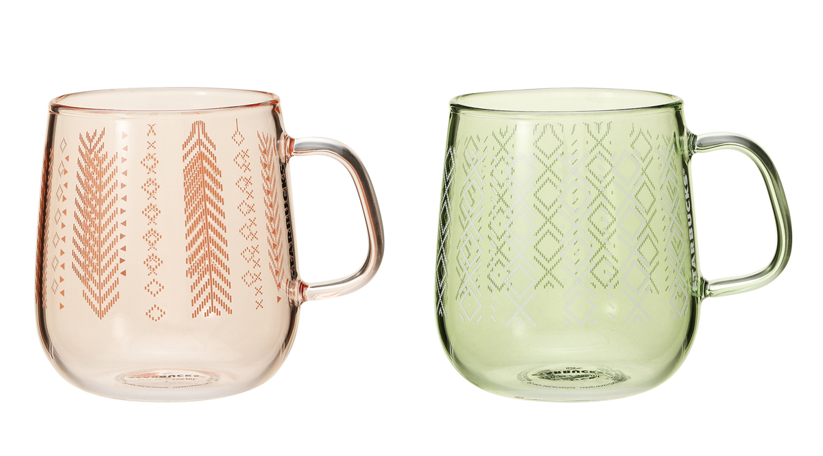 「耐熱グラスマグ」355ml ベージュ/カーキ 各2150円