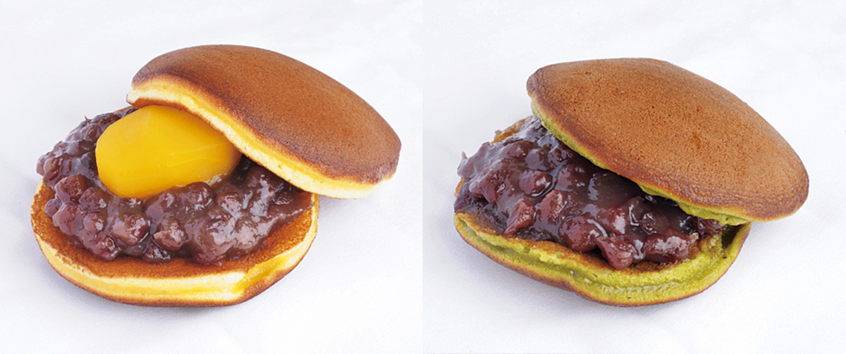 左「栗どら焼」280円、右「抹茶どら焼」200円