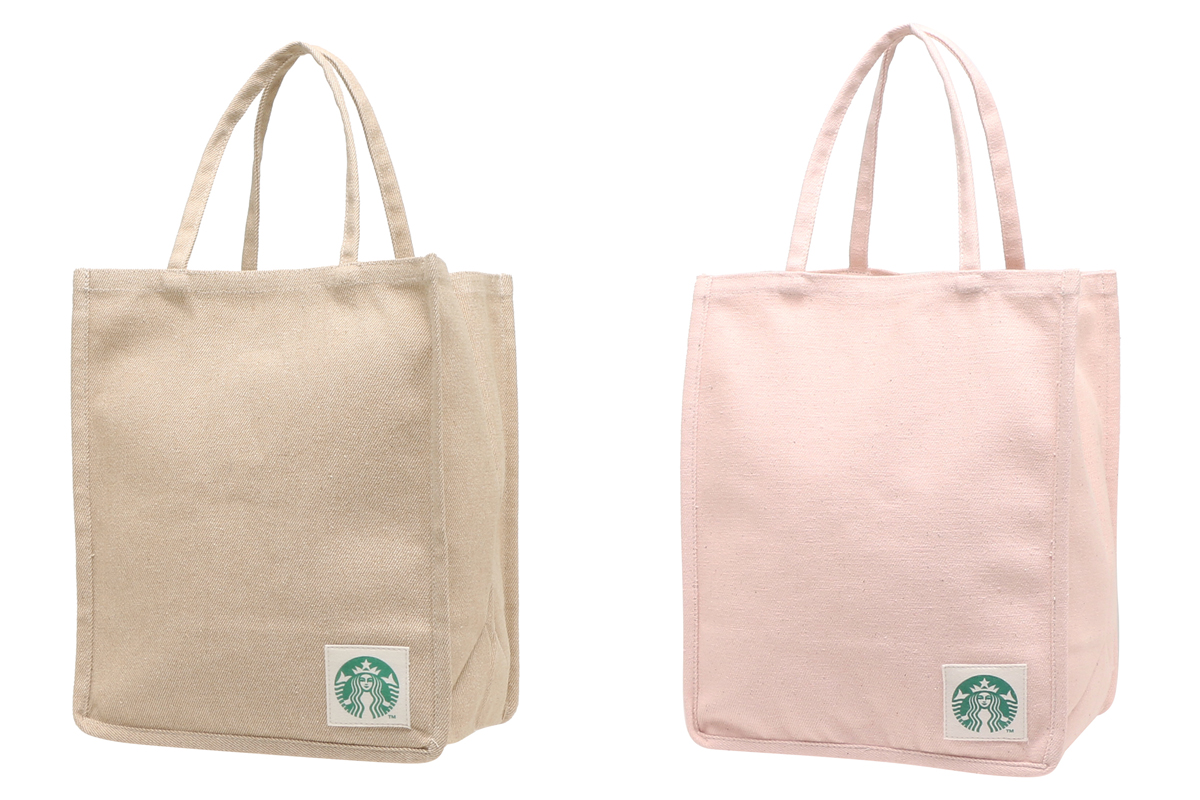 【8月10日（水）発売】「スターバックス アップサイクルコットン ショッパーバッグ S」ベージュ／ピンク 2750円