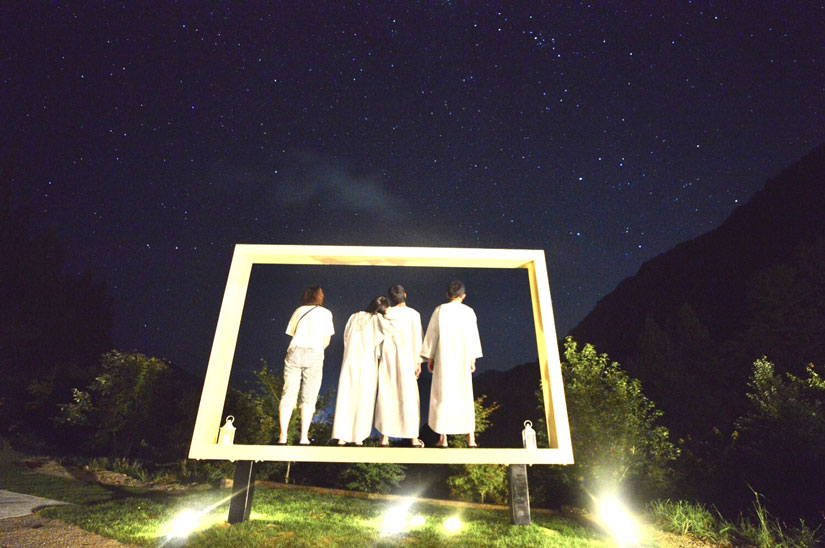 星空と記念撮影