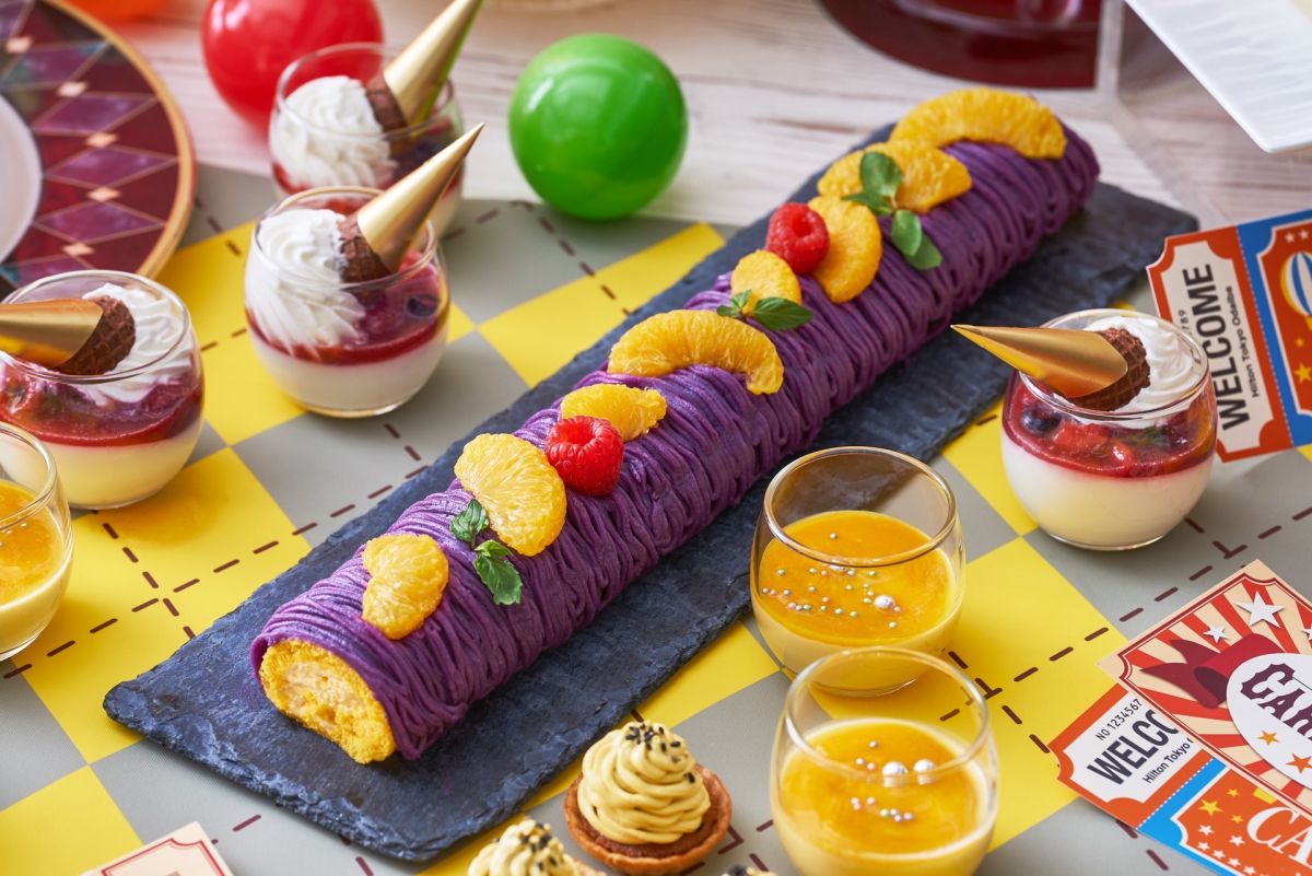 紫芋とオレンジのロールケーキ