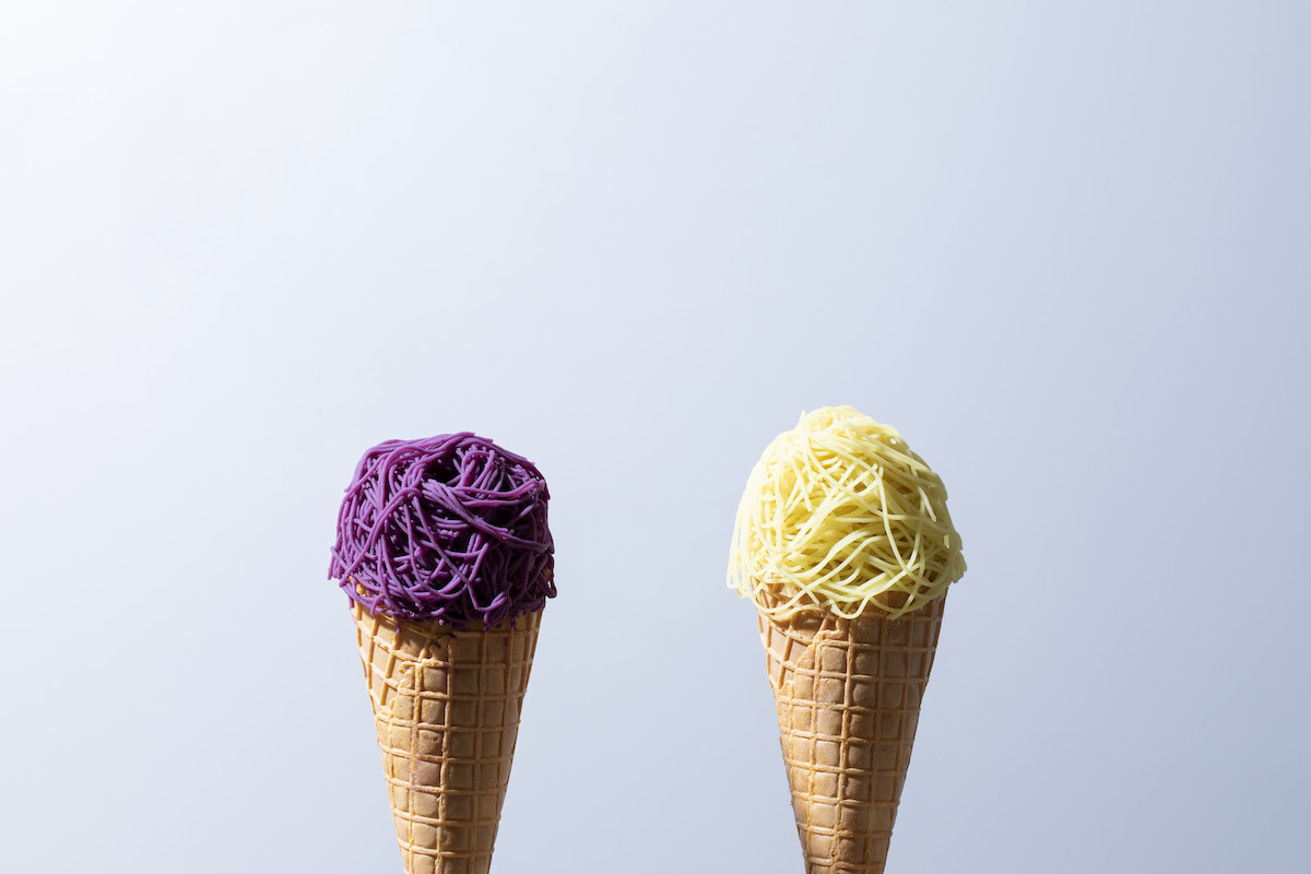 「モンブランソフト」（紅あずま・綾紫）各490円