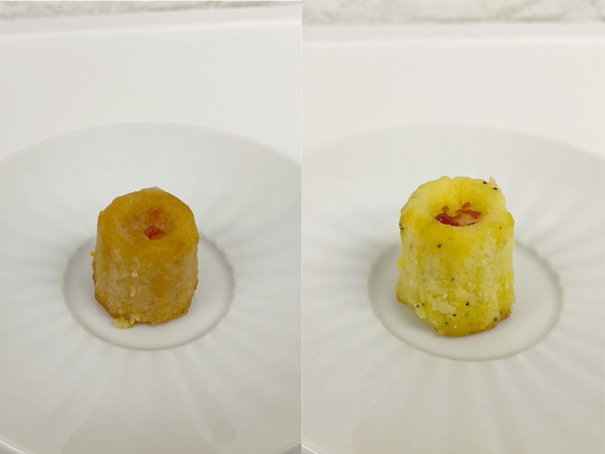 （写真左）ストロベリーレモンプチカヌレ （右）アールグレイレモンプチカヌレ 各200円