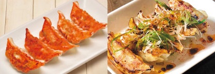 （左から）宇都宮餃子館「超辛餃子」700円、餃子とワイン 果皮と餡「山椒と辛みの刺激！ 痺れ麻辣餃子」700円