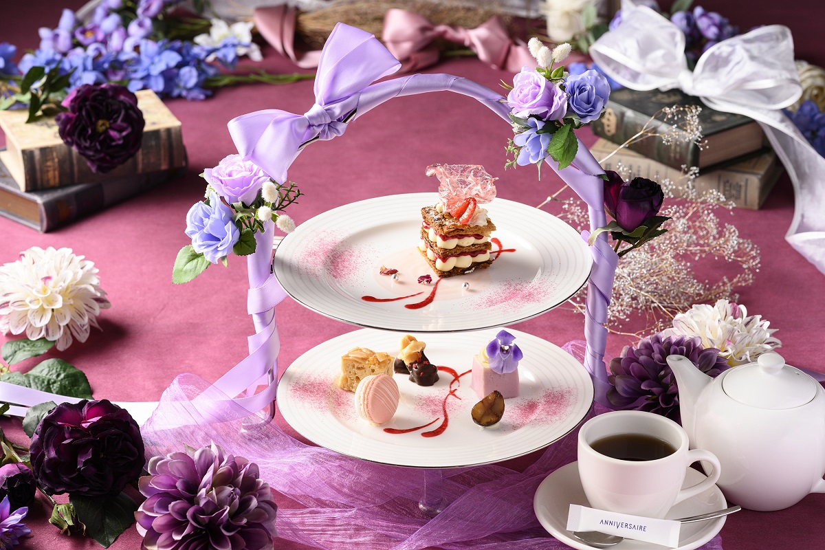 Violet flower stand afternoon tea イメージ