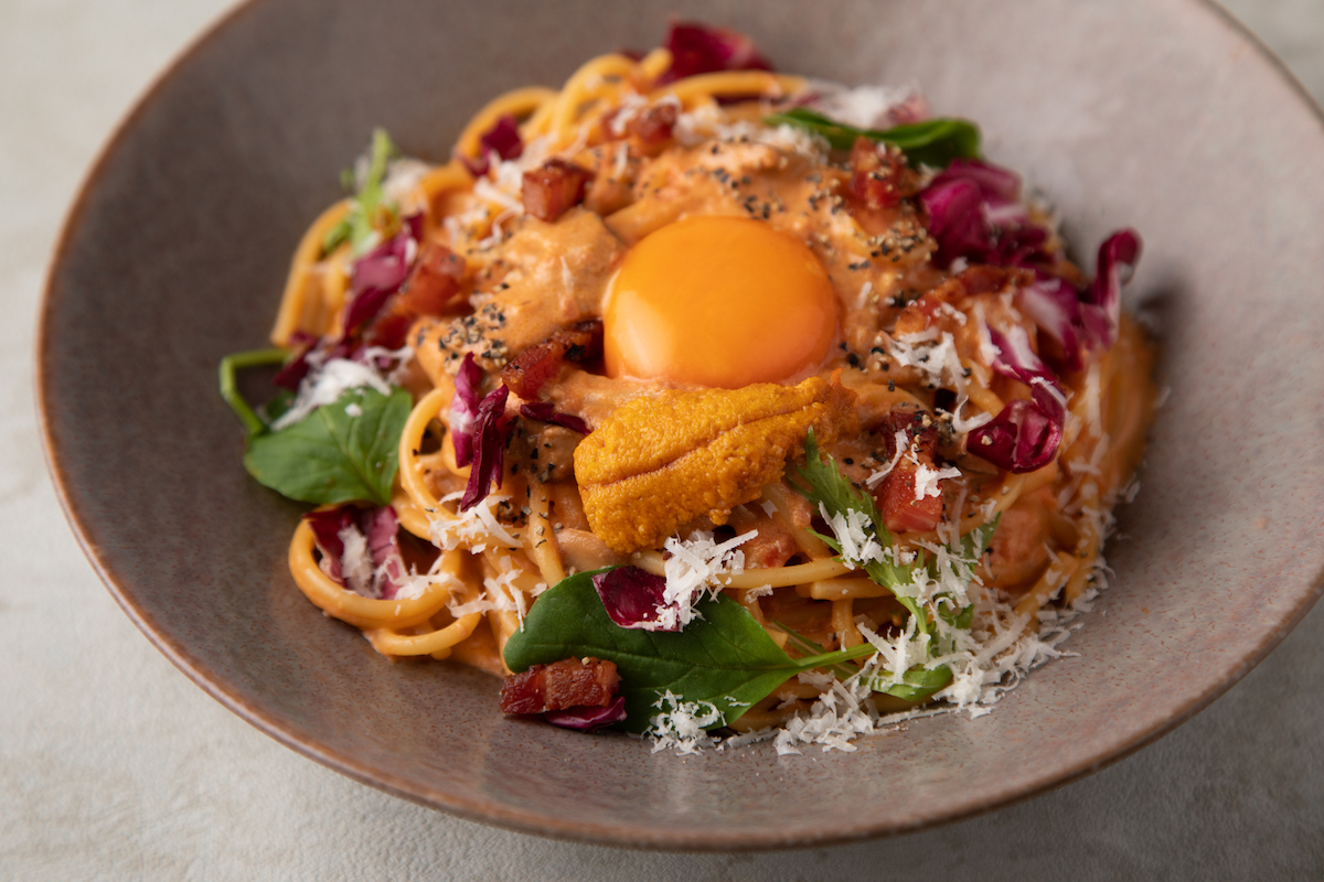 濃厚雲丹クリームと奥久慈卵の贅沢カルボナーラ 1680円(1848円)