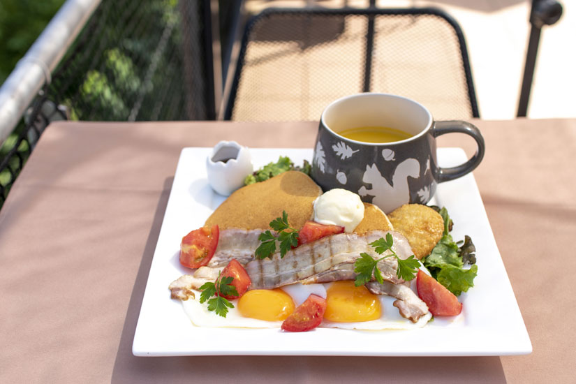 「天空のパンケーキ」1870円。パンプキンなど日替わりのスープ付き