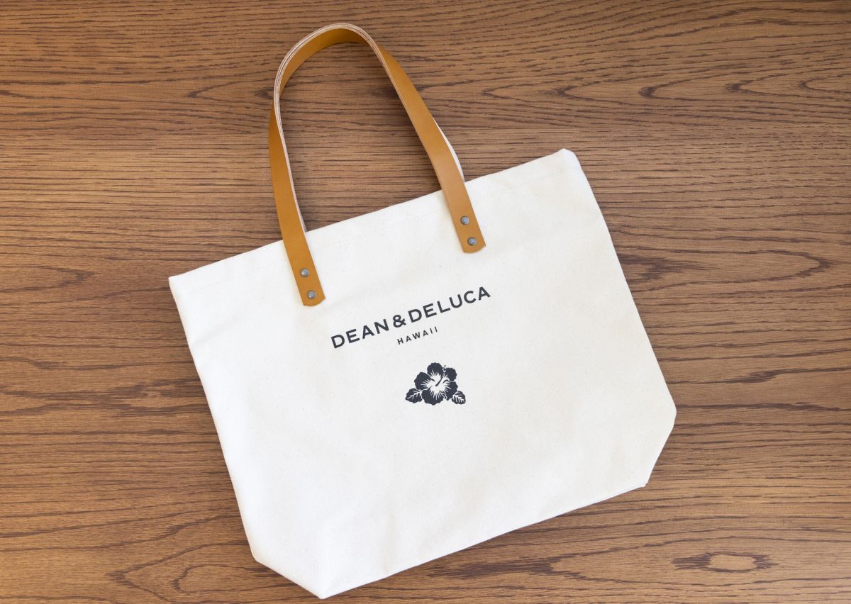 「レザーハンドルトート・ナチュラル」$75