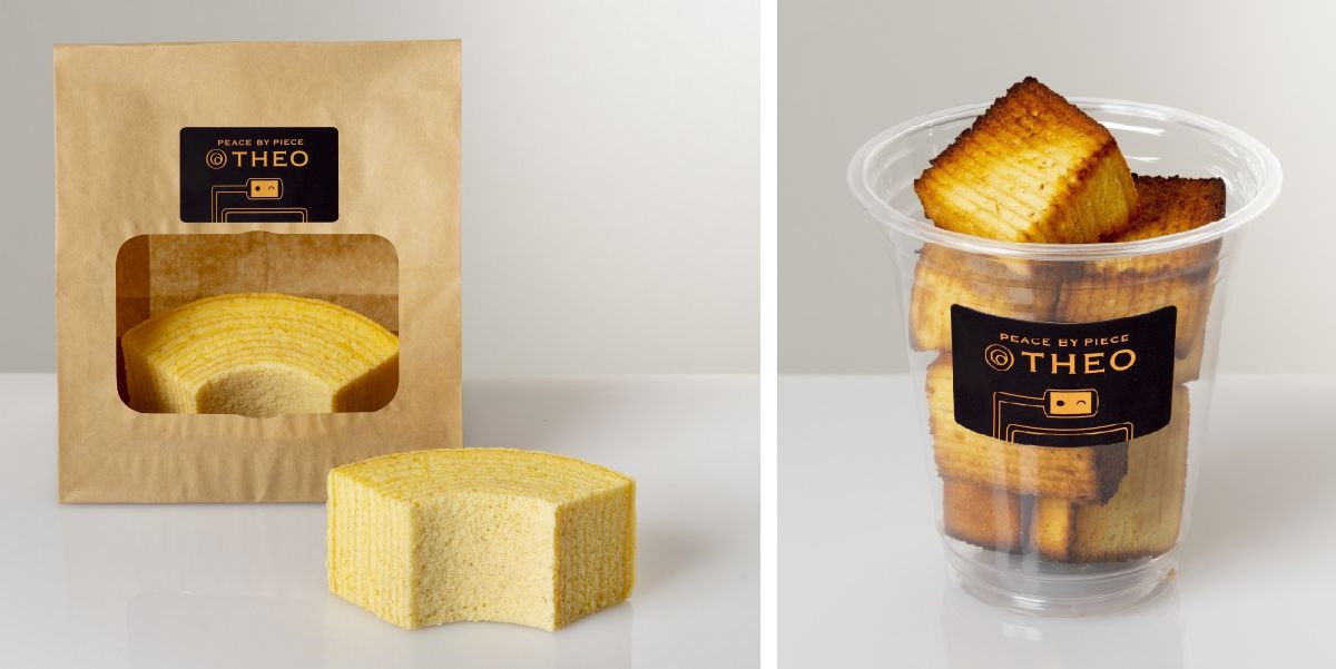 （左より）焼きたてバウムクーヘン（1個）432円、バウムフリット（1カップ）486円