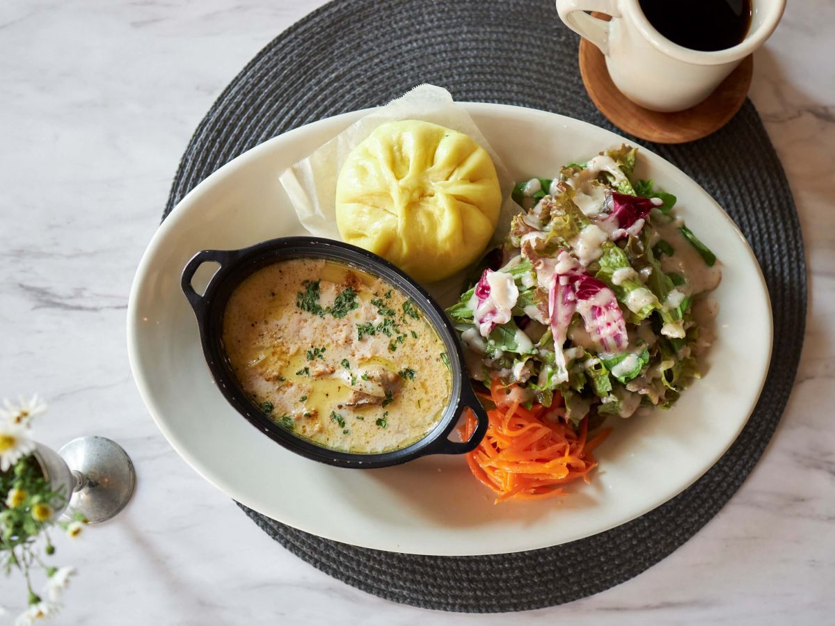 「モーニングBセット（自家製中華まん）」1400円 ※コーヒーor紅茶付き