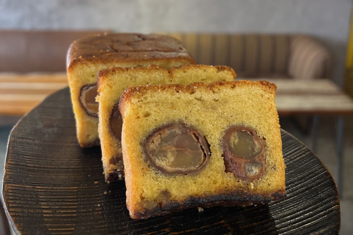 国産の栗ペーストをたっぷり使ったマロンケーキ（650円）