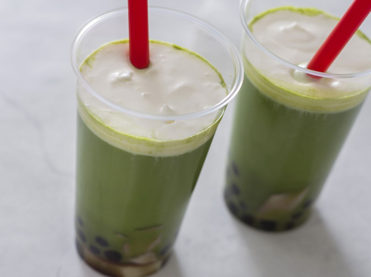 ウォームタピオカドリンク（抹茶＆豆乳プリン）600円［ファンタジーランド/トルバドールタバン］