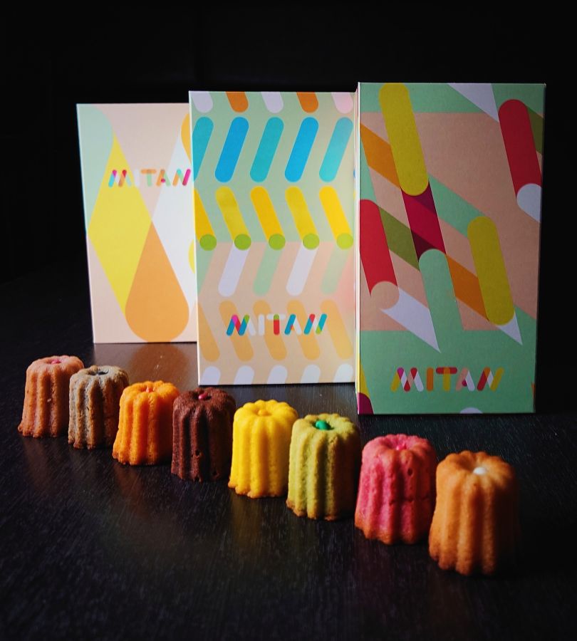 「ミタン」一段ボックス（8個入り）1600円、二段ボックス（16個入り）3000円、三段ボックス（24個入り）4300円