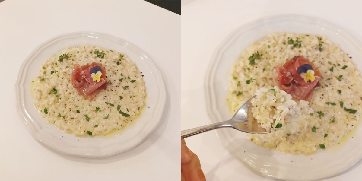 生ハムと3種の木の子のクリームリゾット 1150円