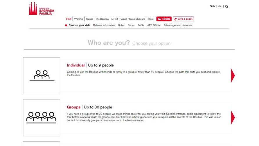 サグラダ・ファミリア予約画面